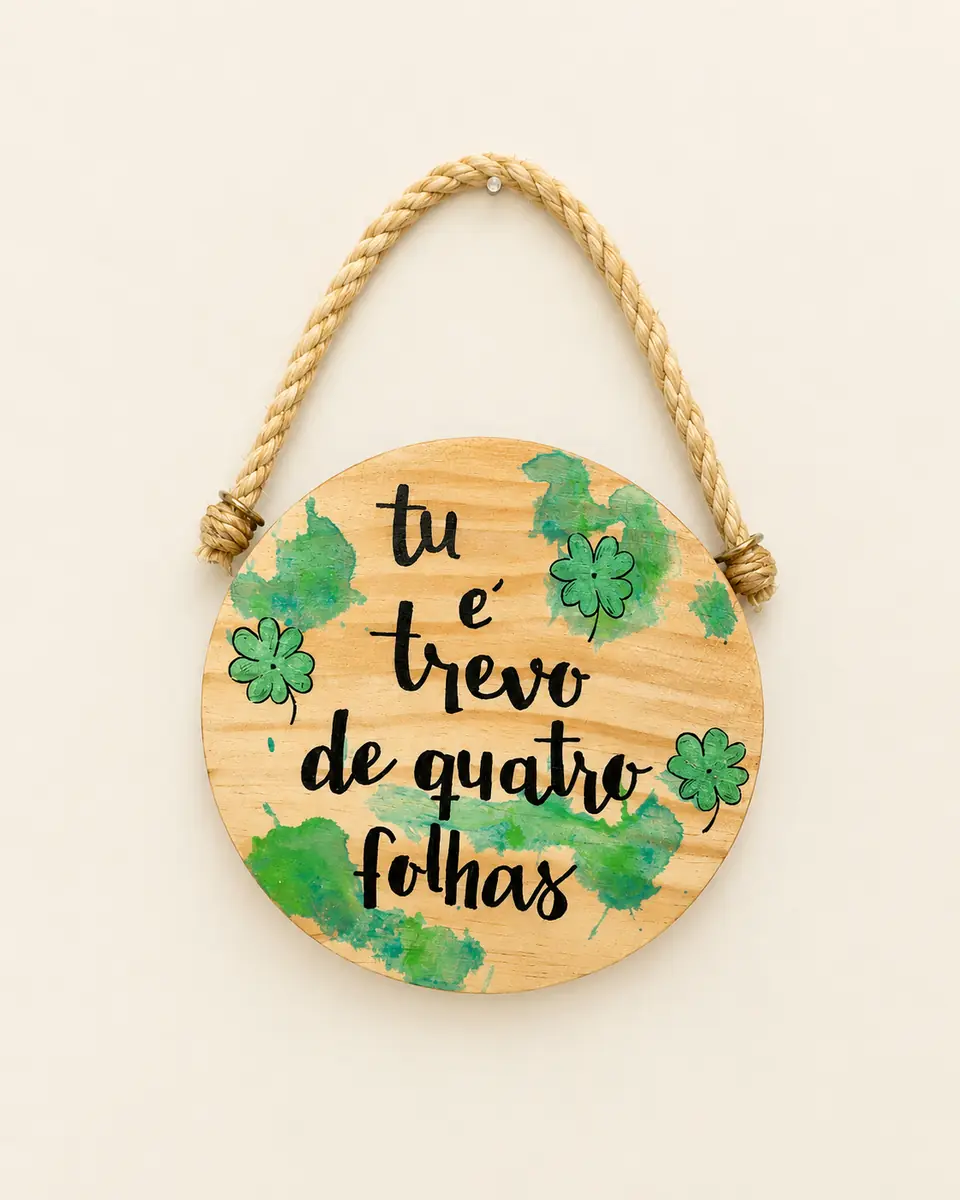 Quadro Tua trevo de quatro folhas com pintura verde