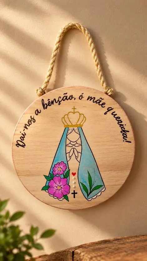 Quadro Nossa Senhora com frase Dai-nos a bênção, ó mãe que cuida